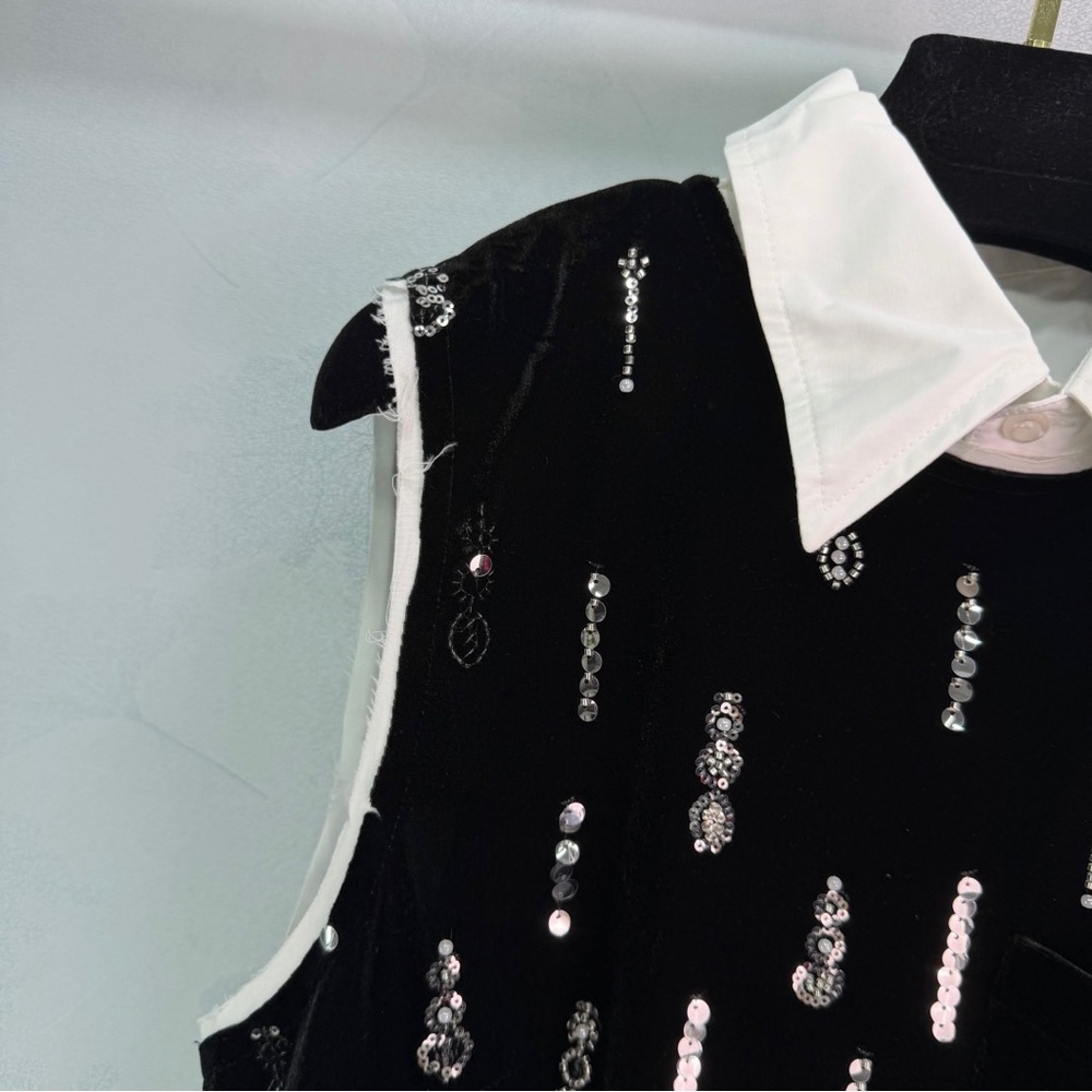 Miu Miu Black and White Sequin Midi Dress - Picture 7 of 9